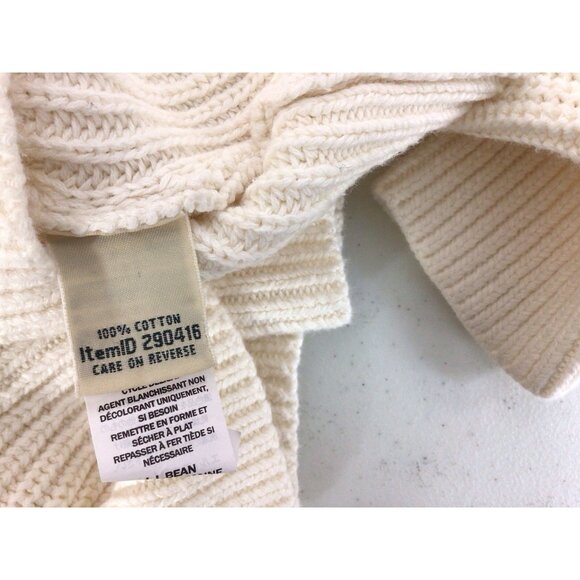 LL Bean Ivory Fisherman Sweater Womens Medium - Picture 5 of 7